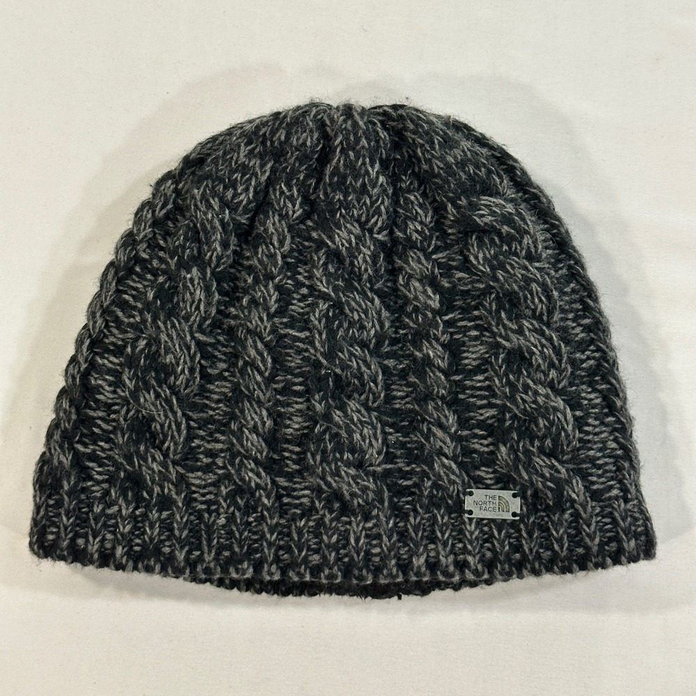 The North Face Cable Minna Beanie Womens OS Gray Wool Blend Fleece Lined Hat